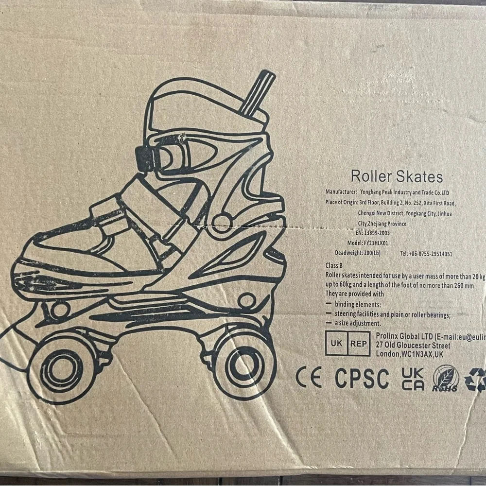 NIB Size Large Pink and White Kids/Youth Roller Skates Light Up Wheels - Picture 6 of 12